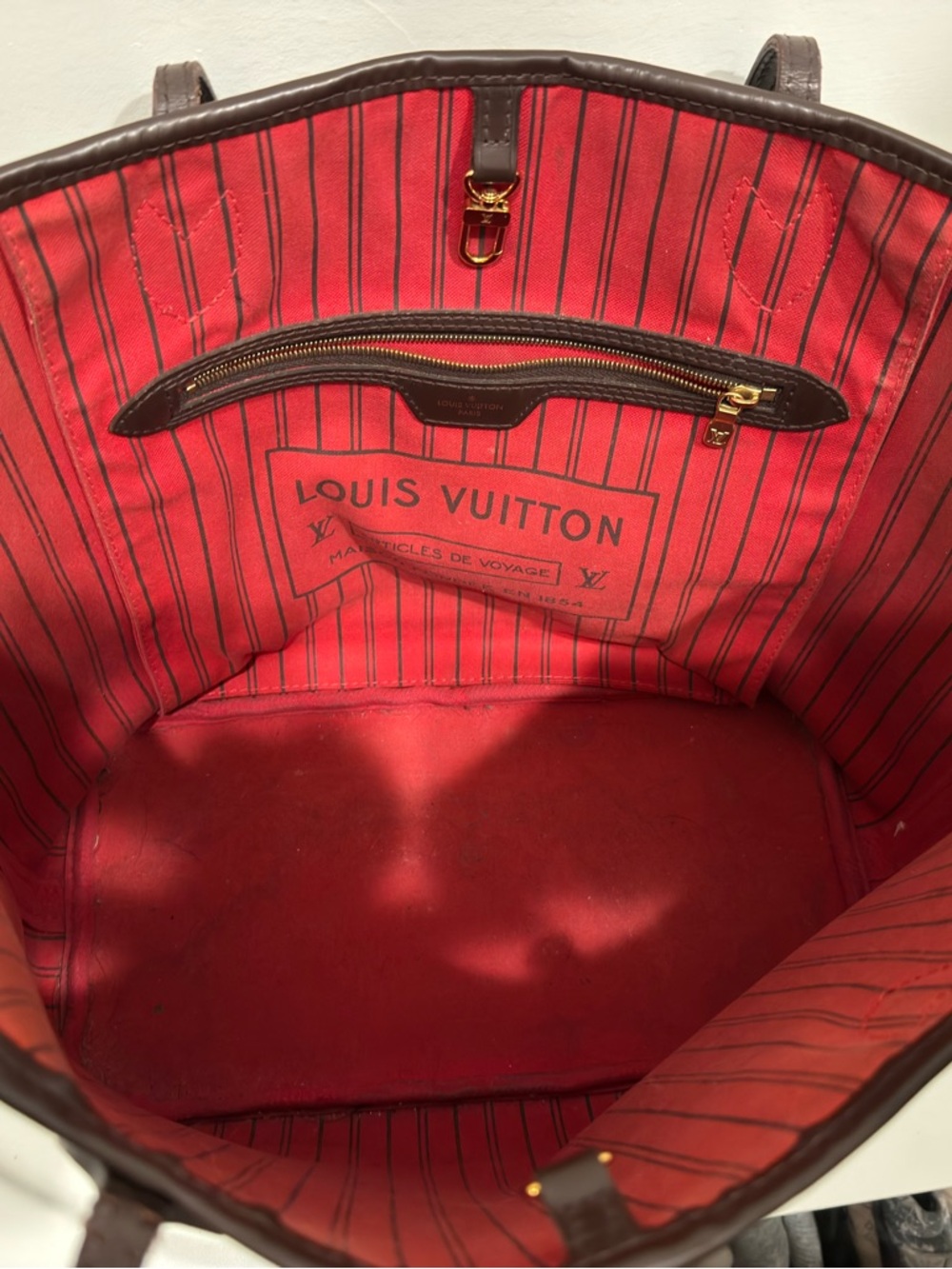 Louis Vuitton Brown Checkered Shoulder Bag MM Neverfull - Picture 6 of 12